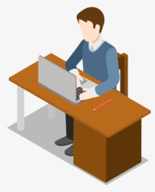 Man At Desk Png Transparent Images Pluspng - Man On Laptop Clipart Png, Png Download, Free Download