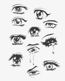 Clip Art Drawing Of Crying Eyes - Sad Anime Eyes Drawing, HD Png Download, Free Download