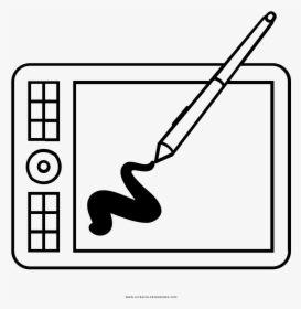 Drawing Tablet Coloring Page - Line Art, HD Png Download, Free Download