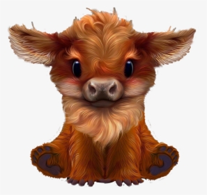 Transparent Calves Clipart - Baby Highland Cow Drawing, HD Png Download, Free Download