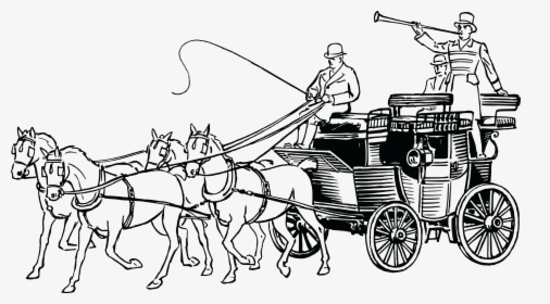 Horses Clipart Vehicle - Carriage Clipart Black And White, HD Png Download, Free Download