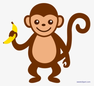 Hanging Monkey Template Clipart Panda Free Images Art - Cartoon Monkey With Banana, HD Png Download, Free Download