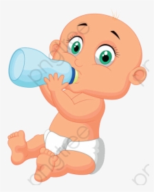 Milk Clipart Baby - Feeding Baby Bottle Cartoon, HD Png Download, Free Download