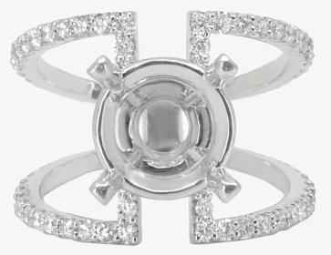 14k White Gold Diamond Tapered Open Shank Vertical - Platinum, HD Png Download, Free Download