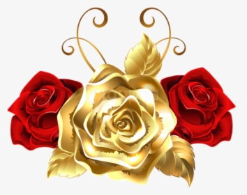 Gold Clipart Rose Photo - Gold And Red Roses, HD Png Download, Free Download