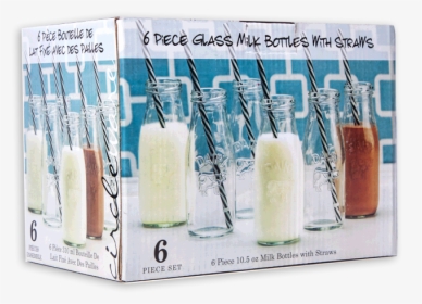 6pc Glass Milk Bottle Set Zps1bvtjgie - Milk, HD Png Download, Free Download