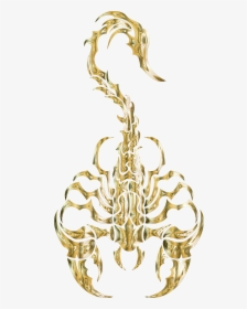 Sleek Tribal Scorpion Gold 2 Clip Arts - Tribal Scorpion Tattoo Design, HD Png Download, Free Download