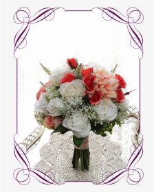 Silk Artificial Wedding Bouquet Ideas - White And Coral Bridesmaid Bouquets, HD Png Download, Free Download