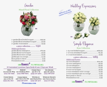 18f Wedding Bi Fold 2018 Price List For Weddings Image - Bouquet, HD Png Download, Free Download