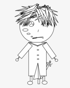 Anime Character Art 53 Black White Line Art 555px - Illustration, HD Png Download, Free Download