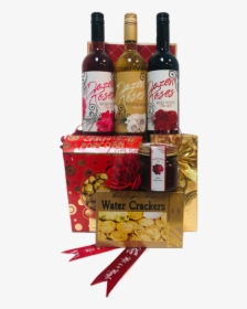 Dozen Roses Wine Gift Basket, Dozen Roses Wine, Valentines - Glass Bottle, HD Png Download, Free Download