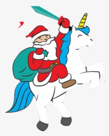 Santa On Unicorn Transparent Png - Cartoon, Png Download, Free Download