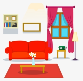 Table Living Room Couch Cartoon - Living Room Cartoon Png, Transparent Png, Free Download