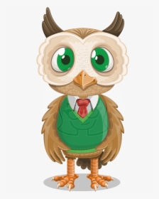 Owl Teacher Cartoon Vector Character Aka Professor - Cartoon Owl Images With Tie And Vest, HD Png Download, Free Download