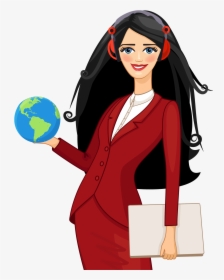 Online Super Teacher - Black Hair Cartoon Girl Teacher, HD Png Download, Free Download