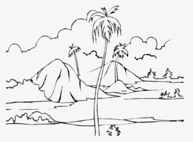 Collection Of Free Scenery - Landscape Coloring Pages, HD Png Download, Free Download