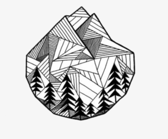 #mountain #freetoedit #forest #blackandwhite #drawing - Geometric Mountain Drawing, HD Png Download, Free Download