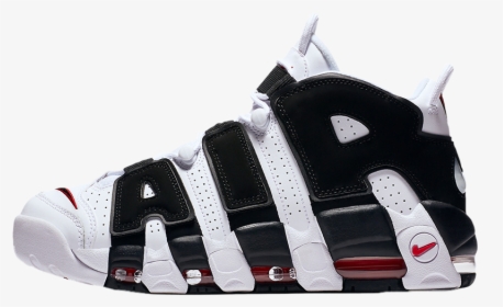 Nike Uptempo White And Black And Red, HD Png Download, Free Download