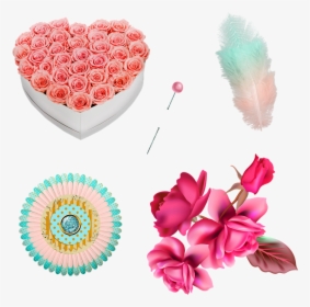Heart Shape Rose Box, Roses, Flowerbox, Feather, Pin - Flower Heart, HD Png Download, Free Download