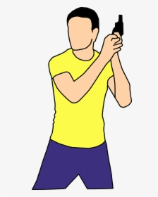 Cartoon Man Holding Gun - Cartoon Man With Gun, HD Png Download, Free Download