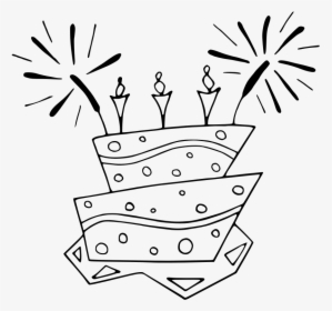 Flat Cake Bw - Birthday Cake Clip Art, HD Png Download, Free Download