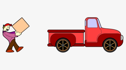 Man Carrying Heavy Box To Truck Icons Png - Big Red Truck Clipart, Transparent Png, Free Download