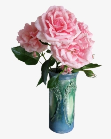 Roses, Pink, Green Vase, Flowers - Jarron De Flores Png, Transparent Png, Free Download
