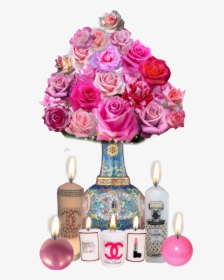#rose #roses #vase #flowers #flower #decor #candles - Pink Rose, HD Png Download, Free Download