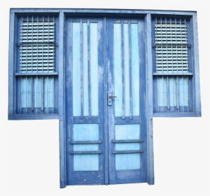 Door, Front Door, Old, Weathered, Blue, Window - Puerta Principal Con Ventana, HD Png Download, Free Download
