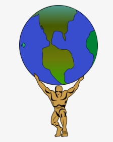 Human Behavior,globe,tree - Cartoon Atlas Holding The World, HD Png Download, Free Download