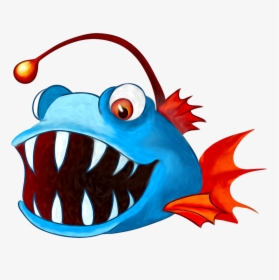 Cartoon Fish White Background Clipart , Png Download - Angler Fish Cartoon Png, Transparent Png, Free Download