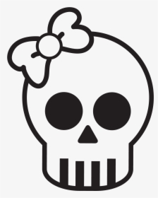 Skull Decal With Bow - Cute Skeleton Head Clipart, HD Png Download, Free Download