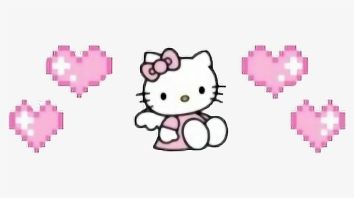#hellokitty #sanrio #angel #kawaii #hk #pink #angelcore - 8 Bit Hearts Png, Transparent Png, Free Download