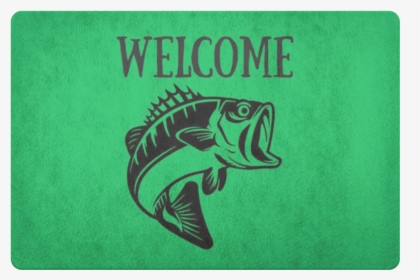 Largemout Bass Welcome Door Mat Green - Black And White Bass Fish, HD Png Download, Free Download