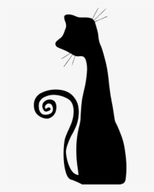 Black Cat, Cat, Halloween, Silhouette, Helloween, Witch - Chat Noir Dessin Simple, HD Png Download, Free Download