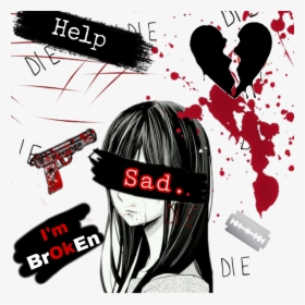 #die #depression #death #suicidegirl #broken #cut #blood - Death Suicide Girl Sad, HD Png Download, Free Download