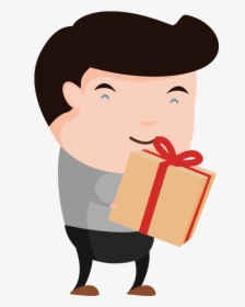 Transparent Guy Pointing Clipart - Man Holding Gift Clipart, HD Png Download, Free Download