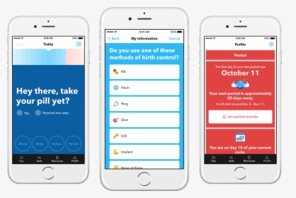 Day View, Method Selection, And Period Module In Profile - Iphone, HD Png Download, Free Download