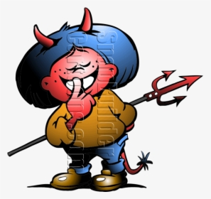 Devil Boy With Horns And Fork - Dessin Diable, HD Png Download, Free Download
