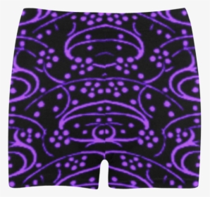 Vintage Swirl Floral Purple Black Briseis Skinny Shorts, HD Png Download, Free Download