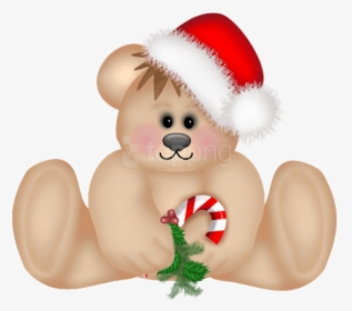 Christmas,fictional Character,bear,candy Cane,illustration - Christmas Bear Transparent, HD Png Download, Free Download