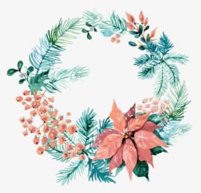 Merry Christmas Wreath Watercolor, HD Png Download, Free Download