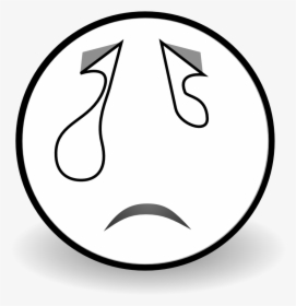 Cry Face Png -face Crying Black White Line Art 999px - Circle, Transparent Png, Free Download