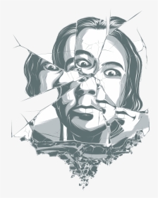 Png Transparent Library Broken Drawing Mirror - Broken Mirror Reflection Drawing, Png Download, Free Download