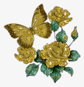 #gold #glitter #butterfly - Gold Glitter Butterfly Png, Transparent Png, Free Download