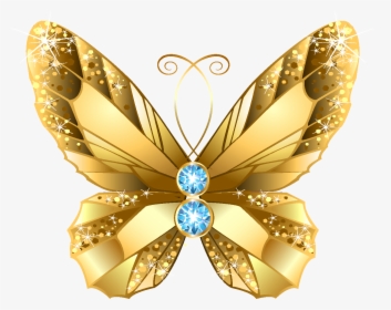 Cartoon Ornate Golden Butterfly Element - Golden Butterfly Png, Transparent Png, Free Download