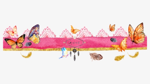 Butterfly Banner W Gold - Butterfly Banner Png, Transparent Png, Free Download