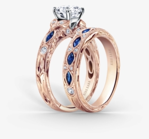 Rose Gold Sapphire Wedding Rings, HD Png Download, Free Download