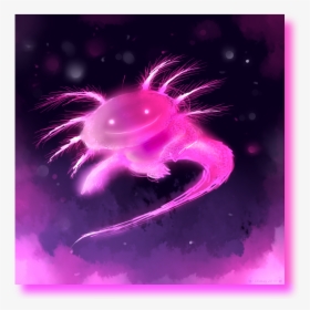Neon Axolotl By Crwixey - Pink Glow In The Dark Axolotl, HD Png Download, Free Download