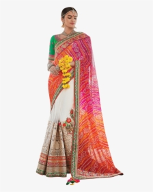 Womens Embroidered Saree - Bandhani Designer Saree Online, HD Png Download, Free Download